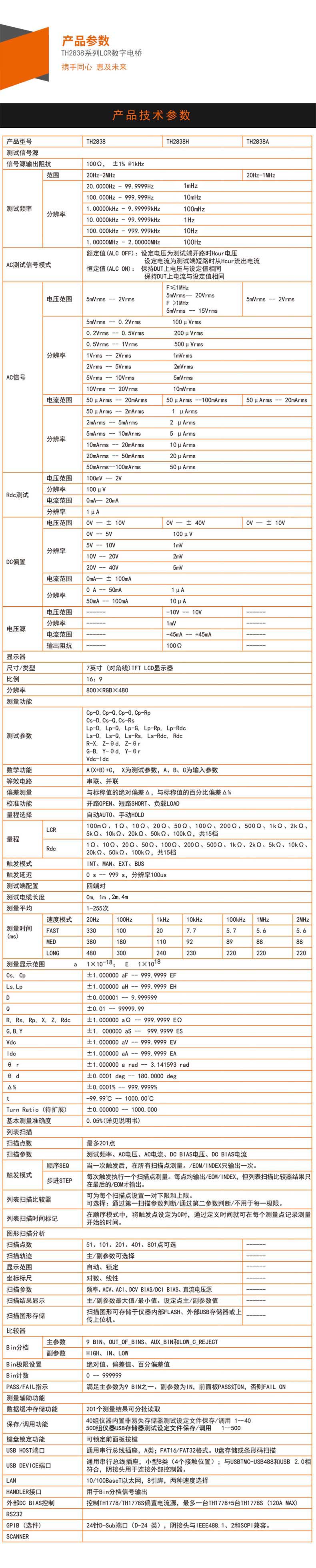 TH2838,TH2838H,TH2838A阻抗分析儀(圖1)