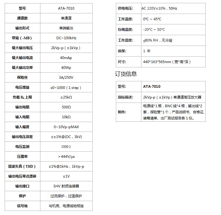 ATA-7010高壓放大器(圖1)